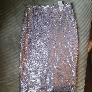 Sequin Silver Skirt Express NWT